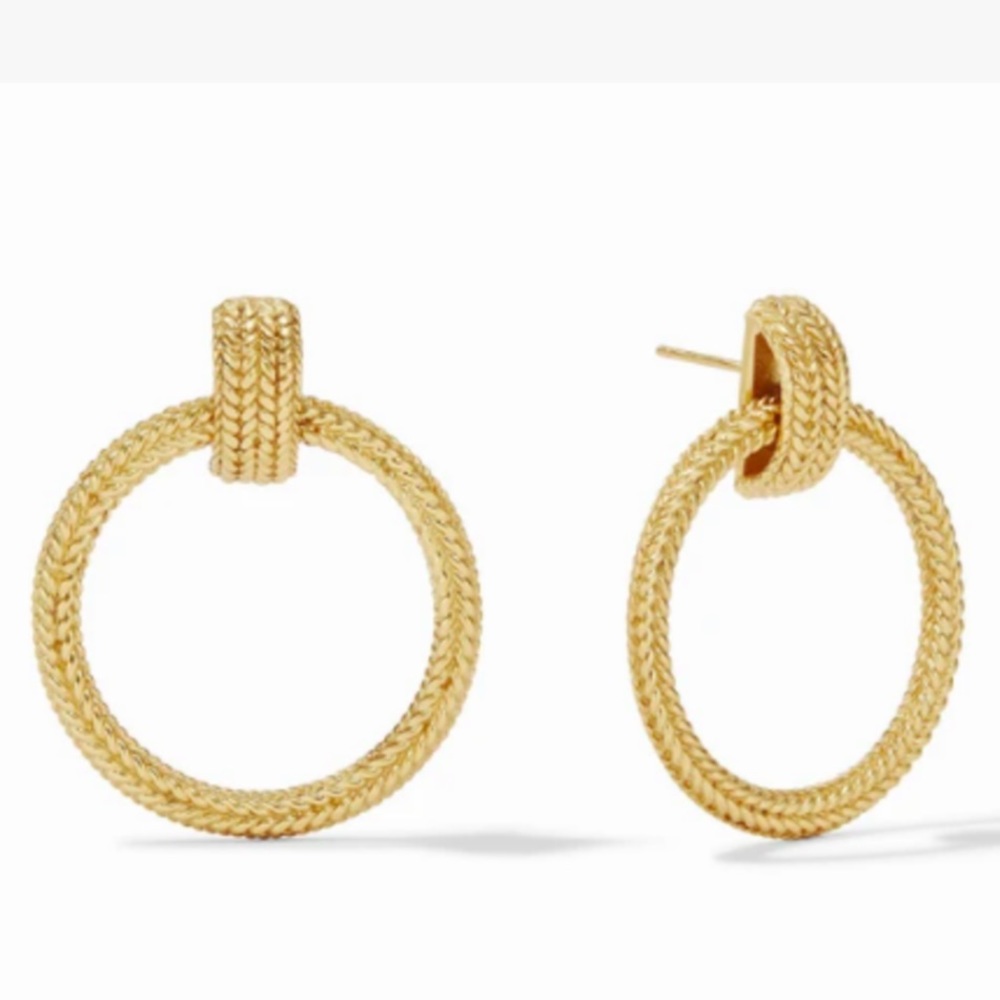 NEW IN BOX JULIE VOS gold Windsor doorknocker earrings